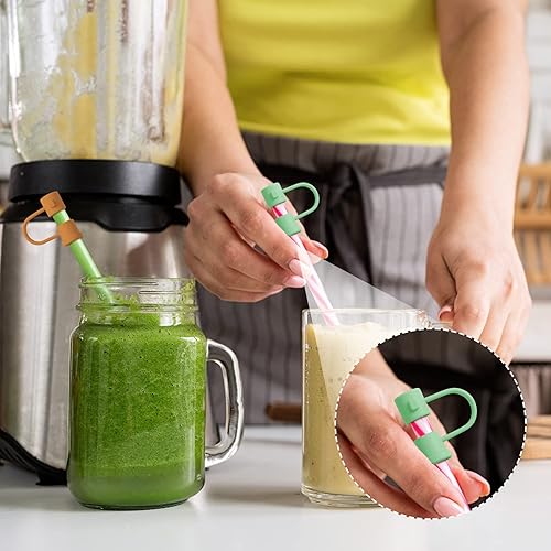 Miniatura 5 de Skylety 48 fundas de silicona para pajillas, tapas para beber, tapones Cololl Toppers a prueba de polvo para pajitas de 0.315 a 0.315 pulgadas