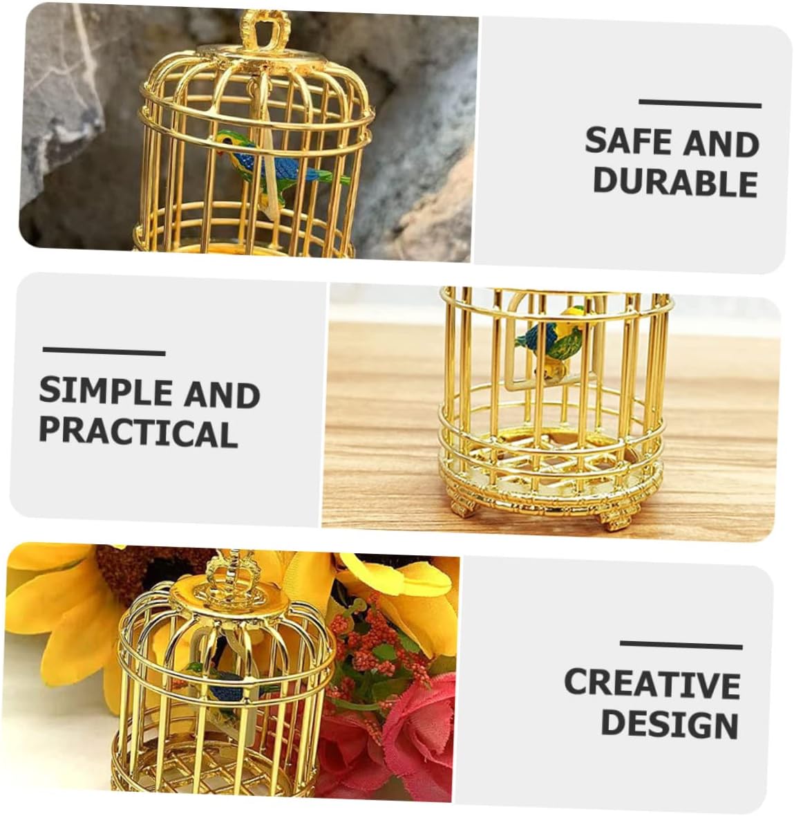 Bestonzon Miniature Bird Cage Small Bird Cage Ornament Tiny House Birdcage Decorative for Dollhouse Mini Decor Simulation Easy to Install Portable image 3