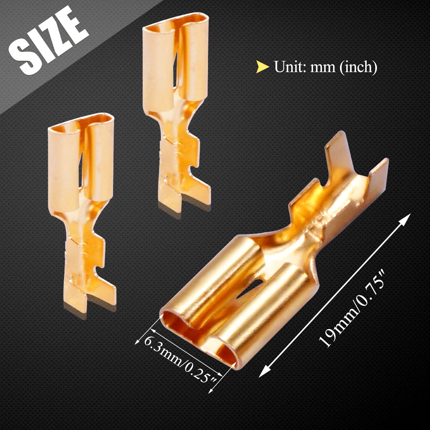 Heschen Vrouwelijke Spade Quick Splice Crimp Terminals, 2.8mm Crimp Connector, Niet Geïsoleerd - View #2