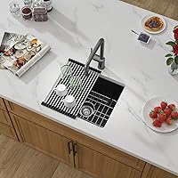 Vista 2 de 18 Granite Composite Bar Sink - Donsdey 18”×16” Undermount Granite Kitchen Sink Black Quartz Classic Composite Under Counter Single Bowl Bar Prep RV