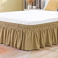 Vista 11 de Vocander Falda de cama negra tamaño Queen de 18 pulgadas, fácil de poner, elástico envolvente alrededor del volante para marco de cama y colchón