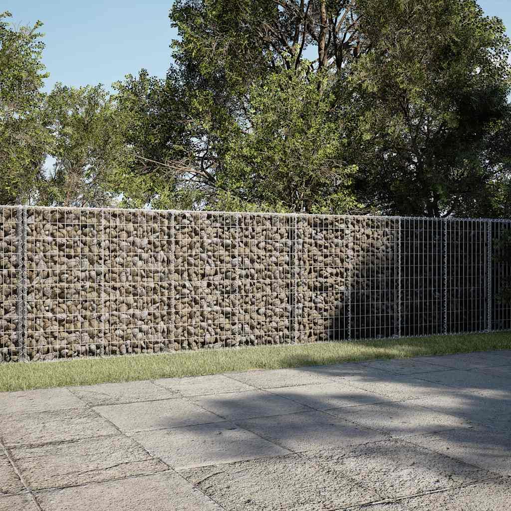 Kosz gabionowy z pokrywką 800x50x100 cm ocynkowane żelazo | Montaż bez użycia narzędzi, w zestawie haki dystansowe, odporne na rdzę, do kształtowania krajobrazu na zewnątrz