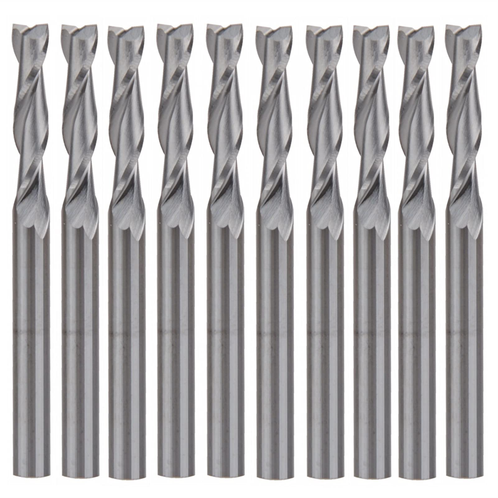 BERWENNY 10Pcs Double Flutes Milling Cutters CNC Router Bit 3.175 / 12mm Engraving Cutting Tools