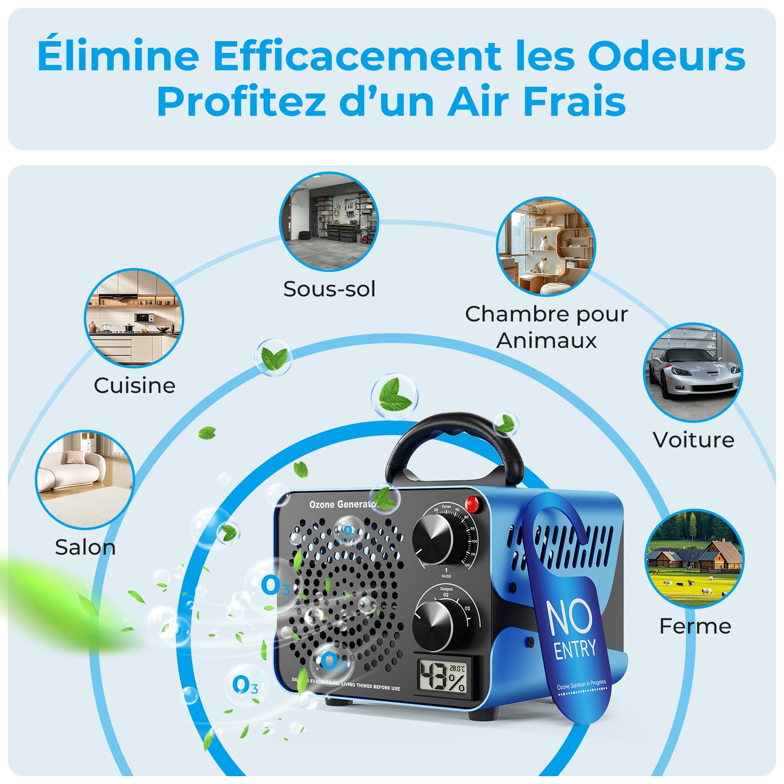 Générateur d'Ozone Domestique 18000mg/h avec 3 niveaux d'ozone pour 500m²