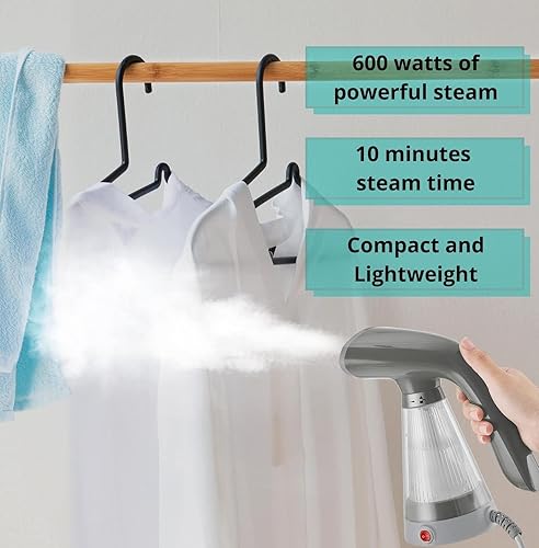 Miniatura 2 de True & Tidy, Vaporizador portátil compacto de mano con boquilla de acero inoxidable, incluye cepillo de tela y taza de agua, TS-20A, gris