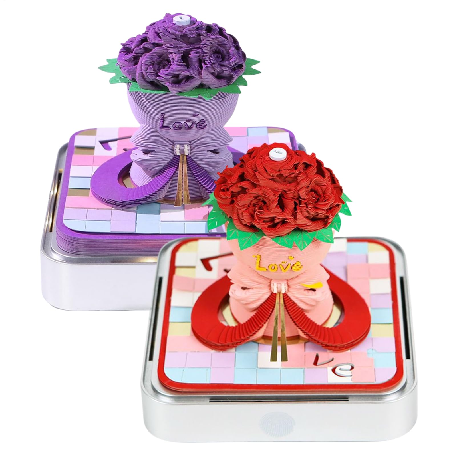 Calendario 3D Memo Pad 2026 Arte Intagliata Carta Calendario Rosa 3D
