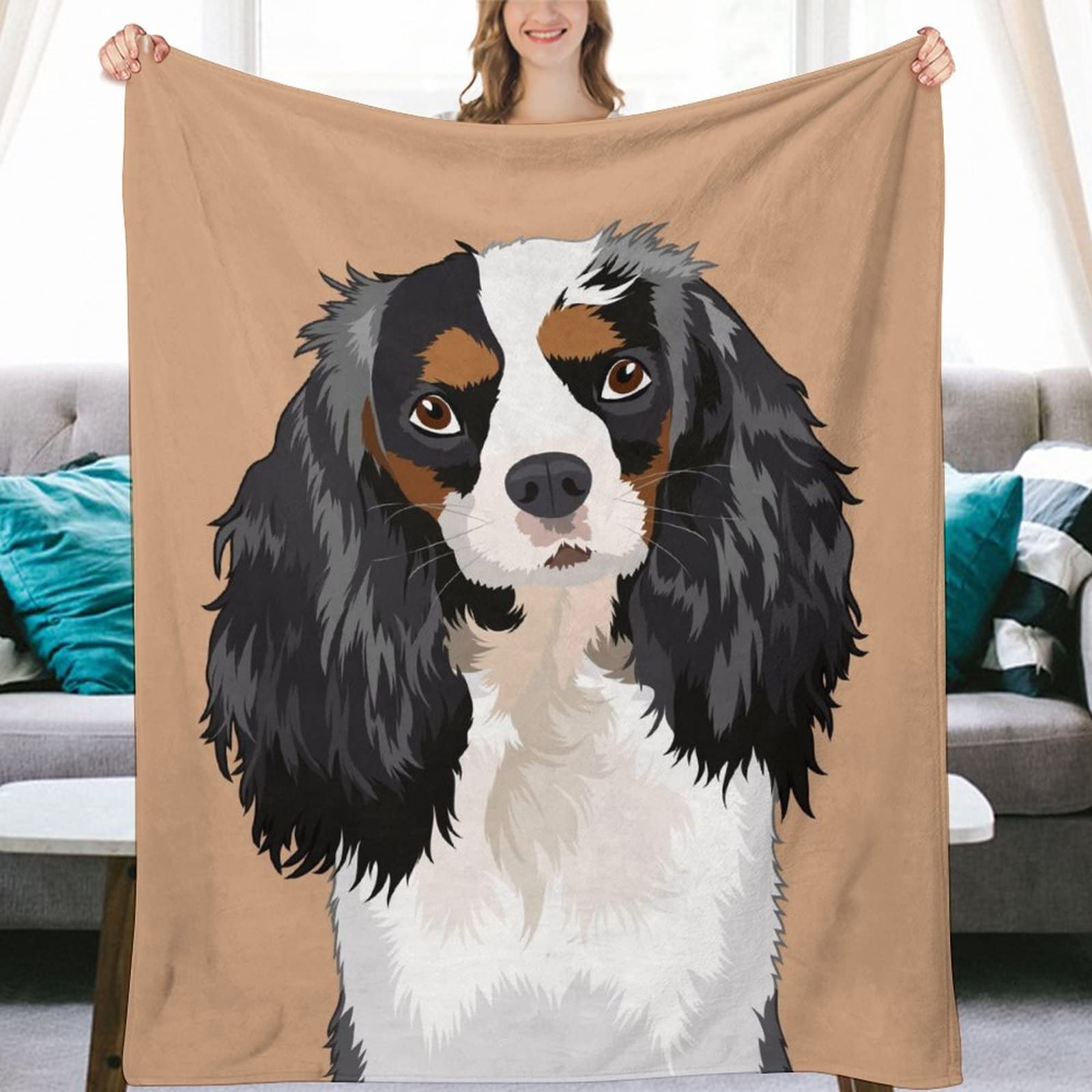 Couverture Polaire Chien Couverture Décorative Flanelle pour Lit Canapé 150×200cm