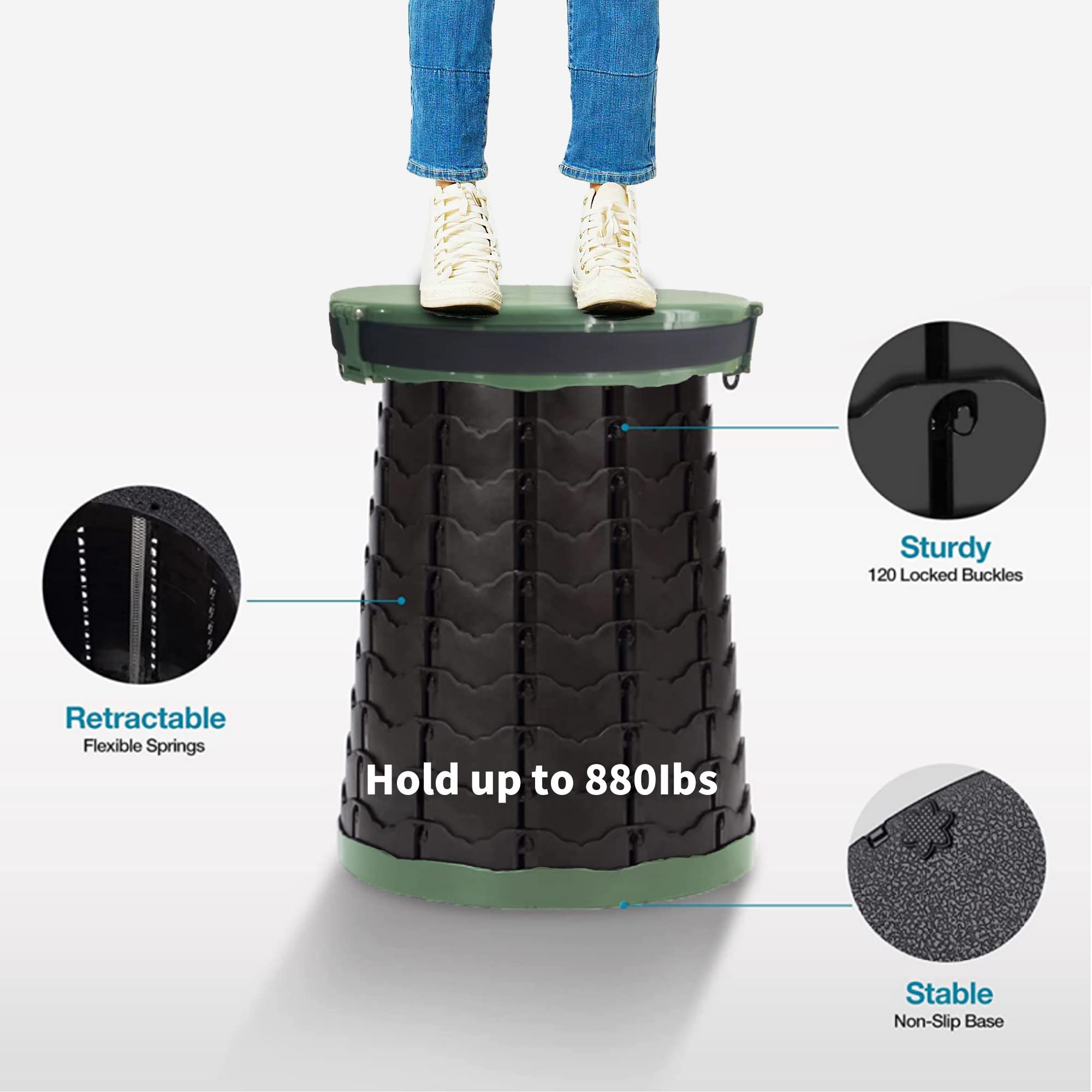 Campingtoilette Faltbar,Kompakt Mobile Toilet Φ 40 cm,Camping WC Höhe 8 bis 50 cm,Campingklo Wandern Festivals Garten Reisetoilette BBQ,Trockentoilette Maximalbelastung 400 Kg