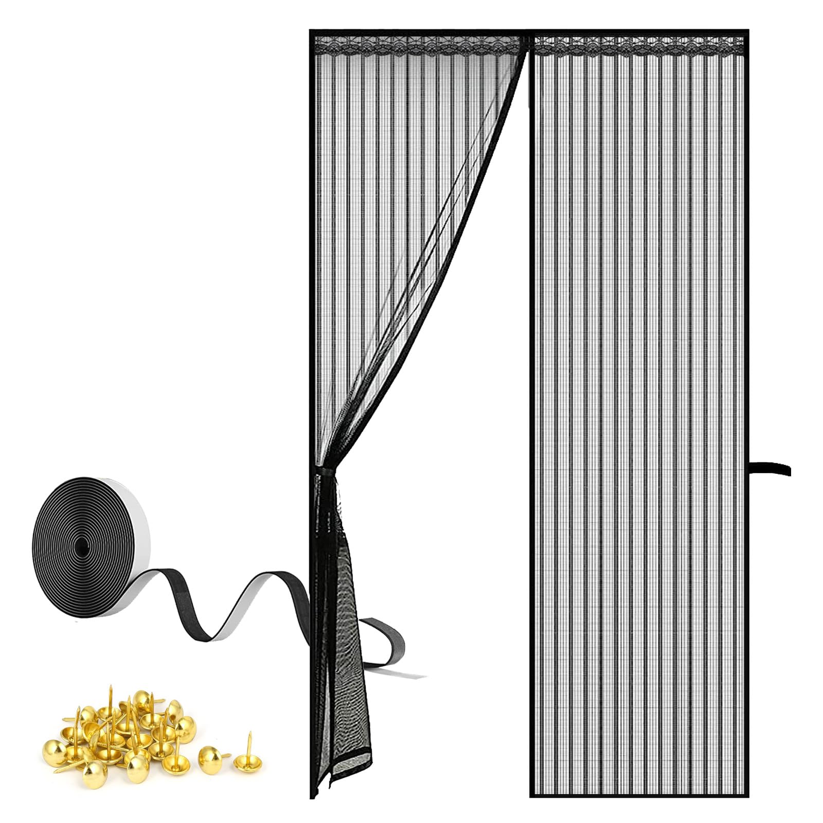 Moustiquaire porte magnetique rideau anti mouche pour stopper insectes