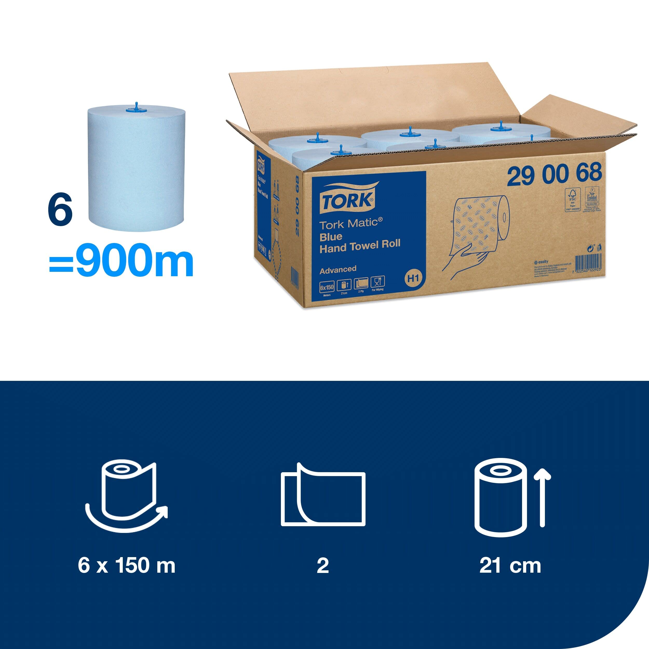 Tork asciugamano rotolo, Tork Advanced, 2LG, 150m, qualità ibrido, foglia: 21cm