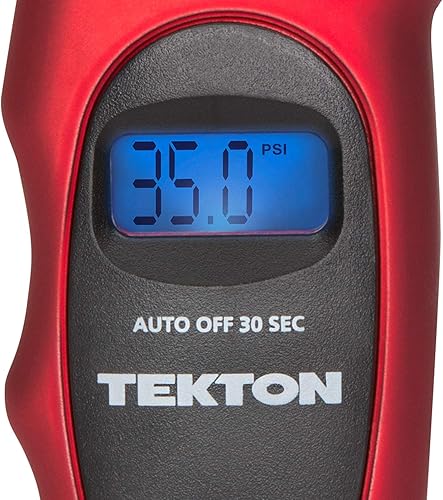 Miniatura 4 de TEKTON Medidor digital de neumáticos de lectura instantánea con boquilla iluminada  5941 rojo  negro