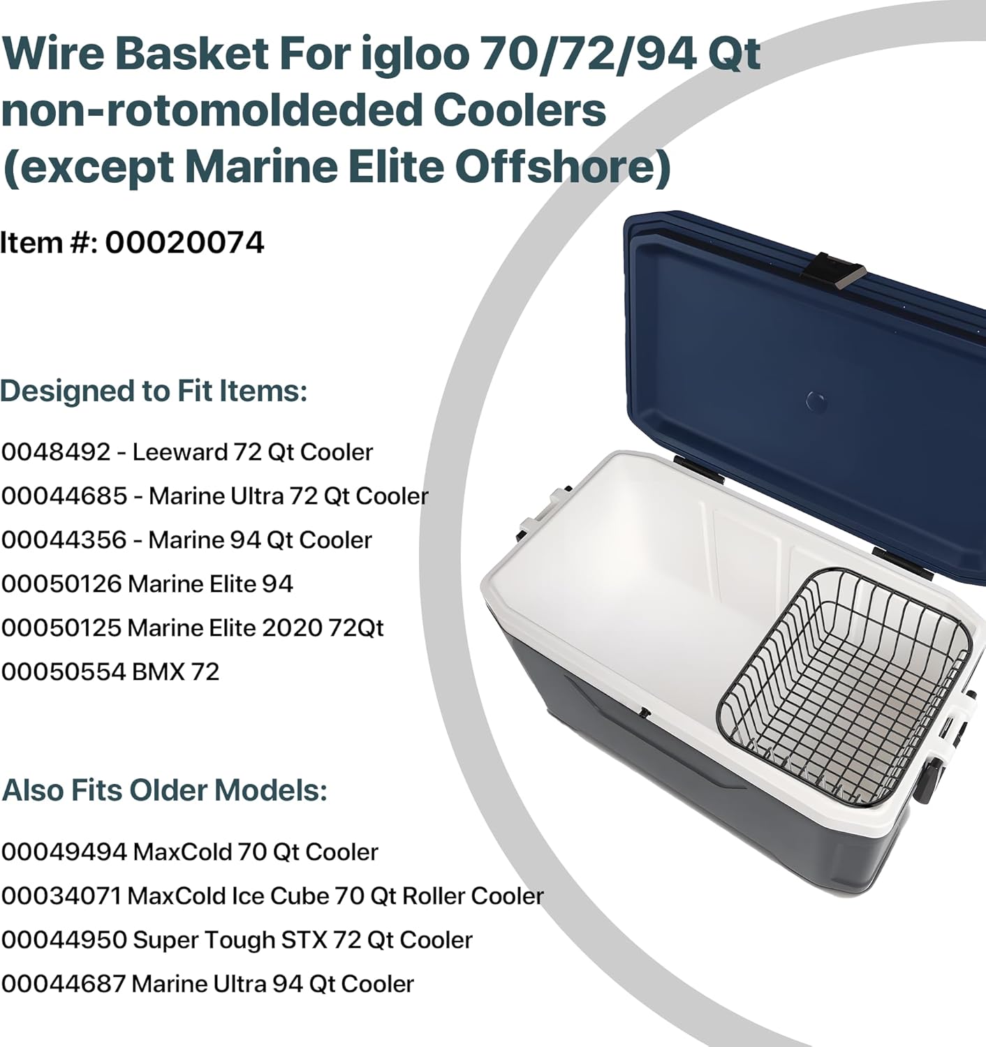 Dry Goods Wire Basket Replacement for Coolers, Compatible with Igloo 70/72/94 Qt Models, Cooler Storage Organizer