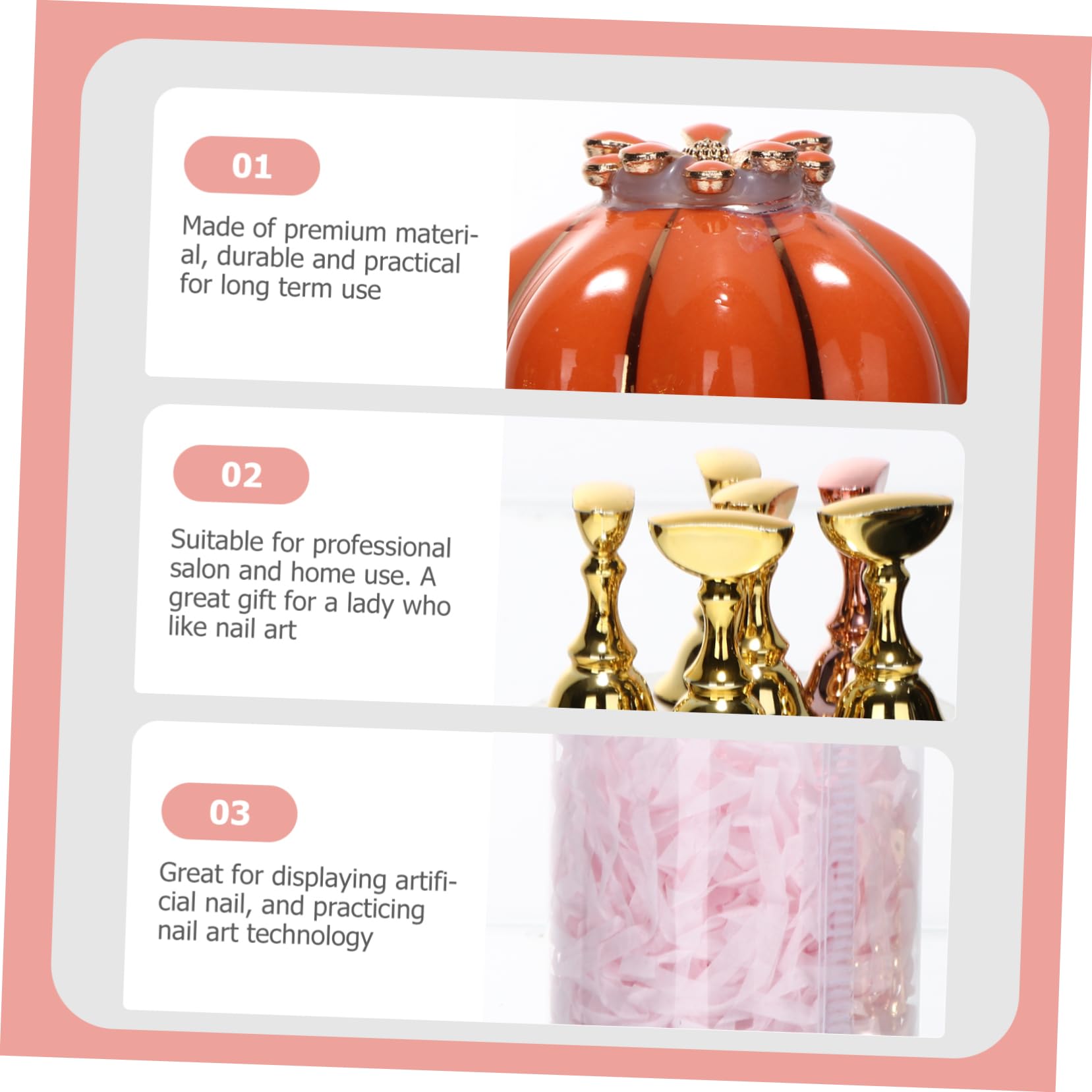 FRCOLOR 8sätze Nail Art Display Stand Keramischer Nagelhalter Mit Goldenen Und Roségoldenen Nagelstücken Für Und Präsentation Im Nagelstudio Für Zuhause