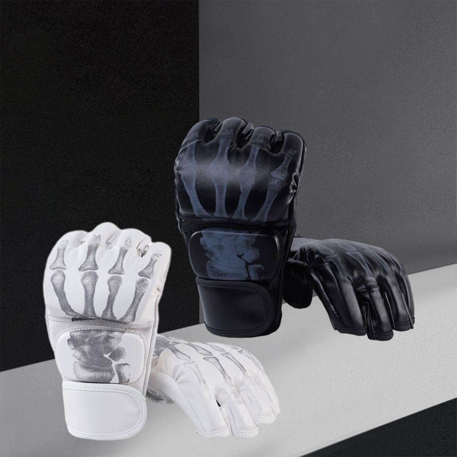 Guantes MMA Kickboxing Medio a Prueba de Golpes con Palma Abierta para Boxeo Lucha Artes Marciales 2 Pares