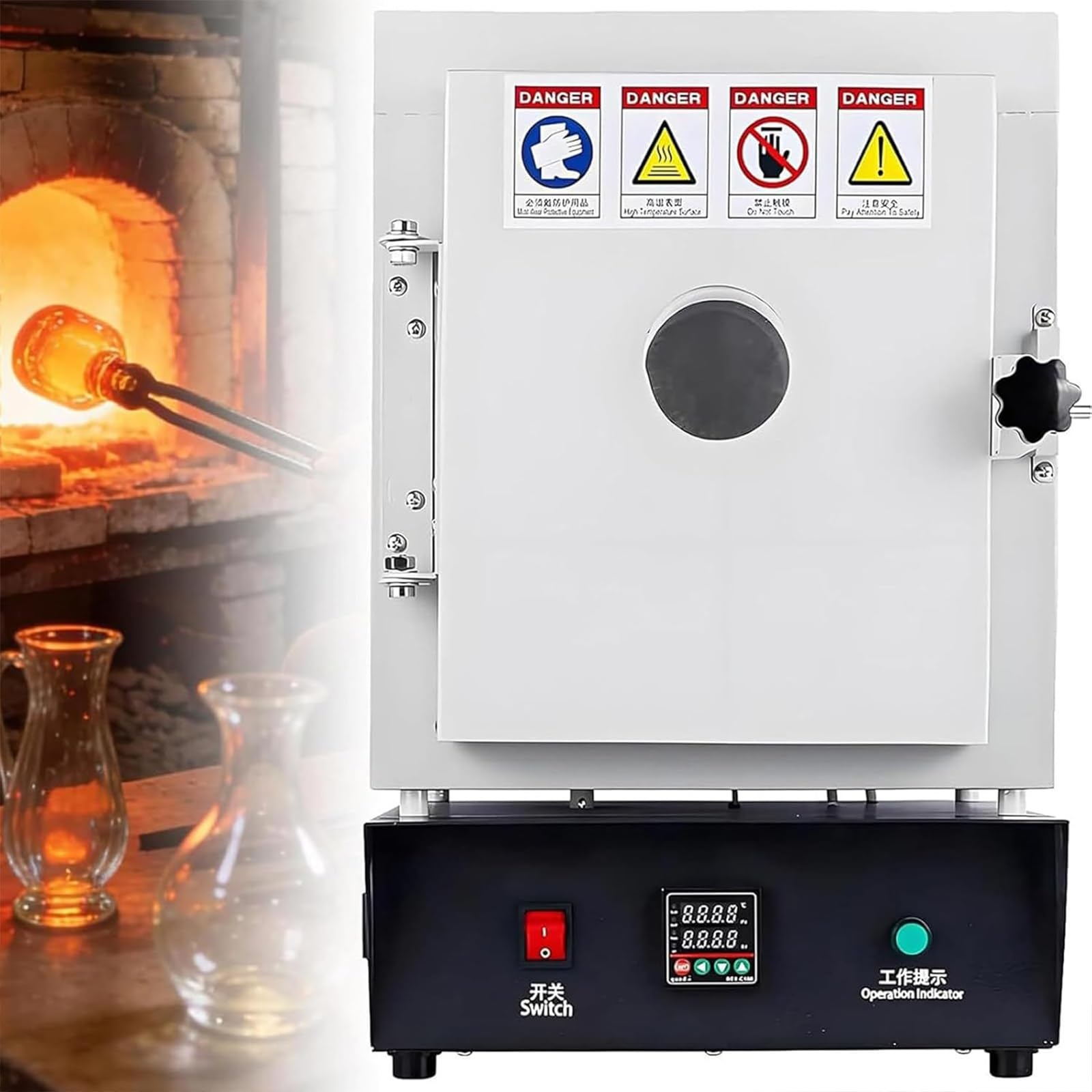 Piekarnik ceramiczny z potrójnym ogrzewaniem 1500 W, 1150°C, ekran cyfrowy, precyzyjna sonda, chłodzenie wentylowane, do pieca odlewniczego metali i kuchenek mikrofalowych