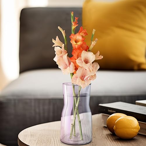 Miniatura 7 de Jarrón de cristal iridiscente de 8 pulgadas, centro de mesa de estilo bohemio moderno para flores, decoración del hogar, boda, inauguración de la