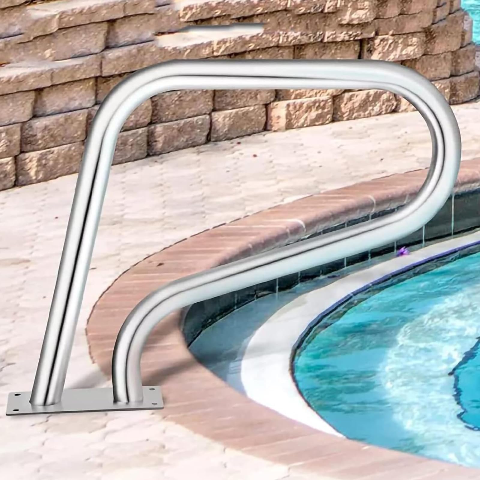 Pool Handrail for Inground Swimming Pools, 304 Stainless Steel Pool Safety Handrails Easy to Install for Inground or Steps Swimming Pool Rail