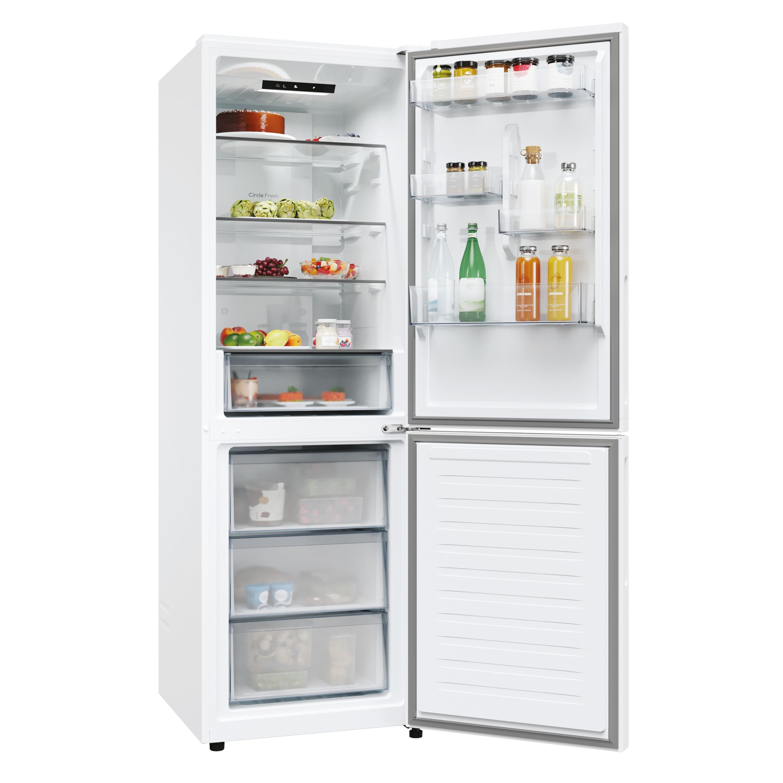 Candy Fresco 300 CNCQ2T618EW - Frigorifero combinato, capacità 355 l, Total No Frost Circle+, cassetto per verdure, controllo elettronico della temperatura, 60 x 185 cm, illuminazione LED, porta