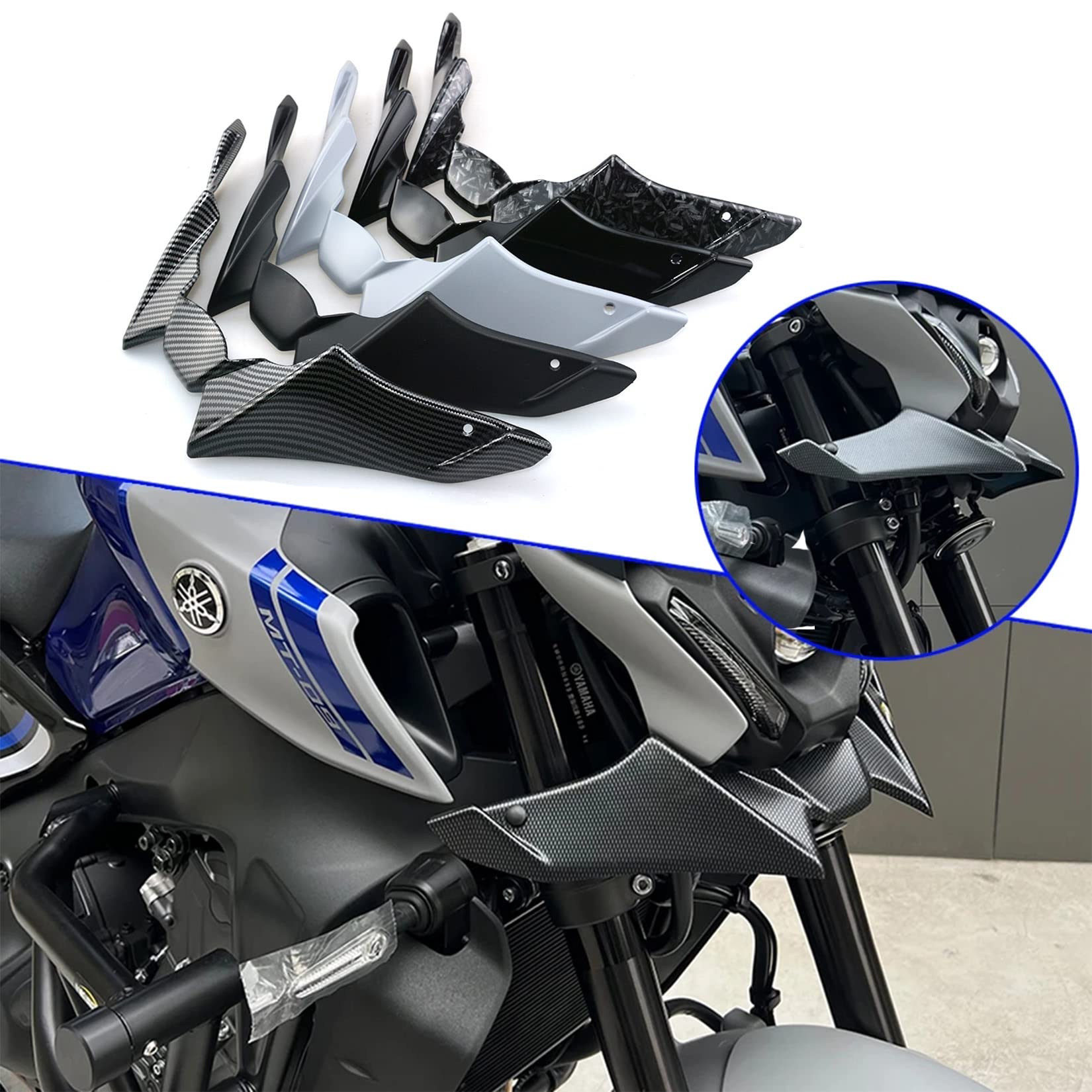 Frontverkleidung Spoiler Schnabel Nose Cone Verlängerung Cover Extender für MT09 V3 2022-2023, PSLER Aerodynamische Flügel Deflektor Cowl Trim Zubehör(Mattschwarz)