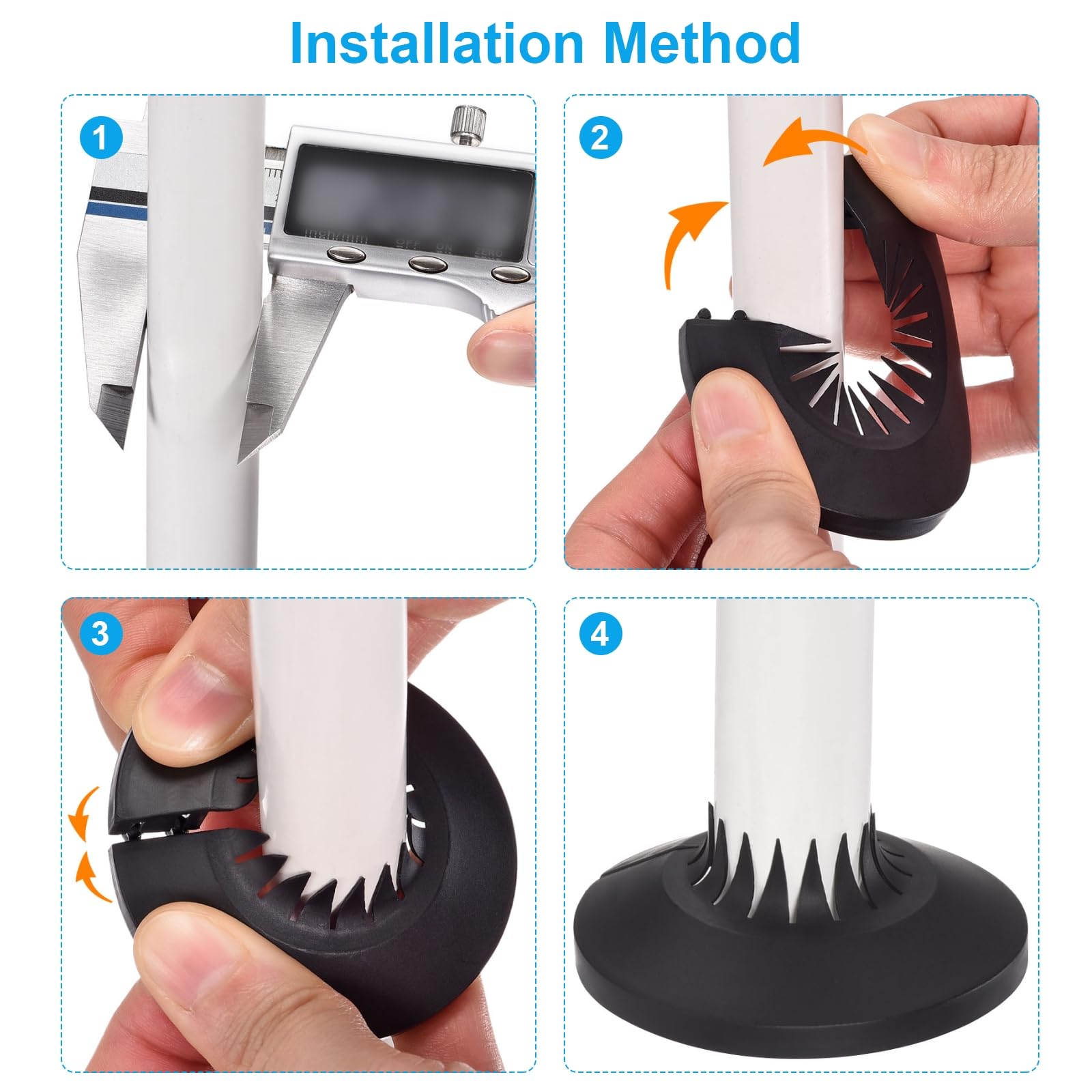 PATIKIL Cubierta de Tubería de Agua para Decoración Ajuste 0.55"-1.14" (14-29mm), 8 Piezas de Brida de Tubería de Agua de Plástico PP Placa de Escudo Collar, Negro
