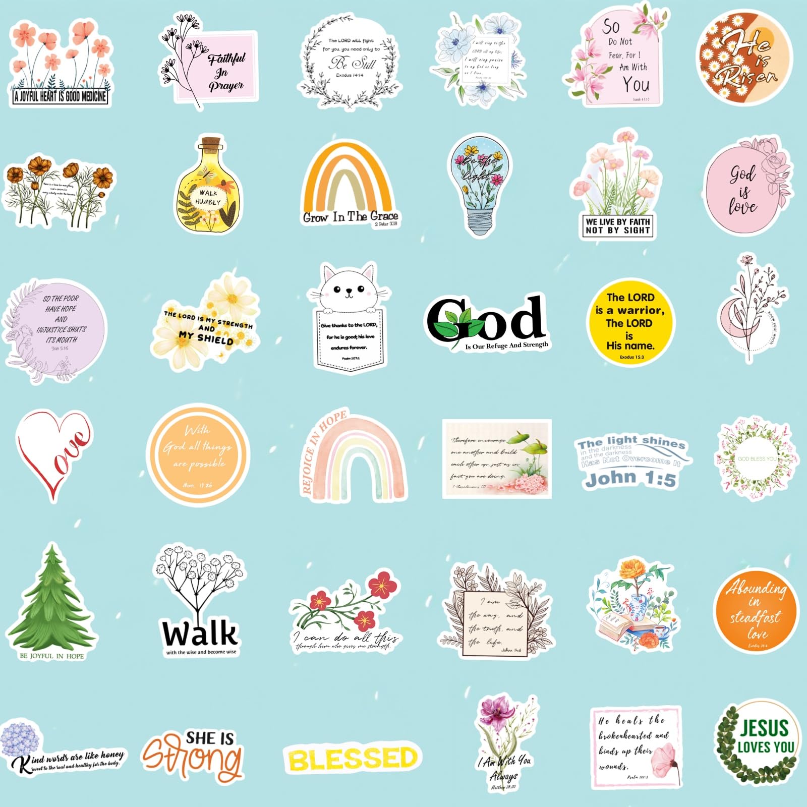 118pcs Inspired Christian Stickers, Bible Verse Stickers, Blossoms Stickers Perfect for Water Bottle Laptop Scrapbooking Decals Christian Gifts Bible Journaling Supplies