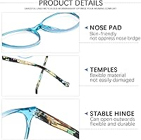 Vista 10 de VIDEBLA 5-Pack Reading Glasses Blue Light Blocking, Fashion Round Computer Readers Women Men Clear Lens Anti UV/Glare (5 Mix Color, 0.50)
