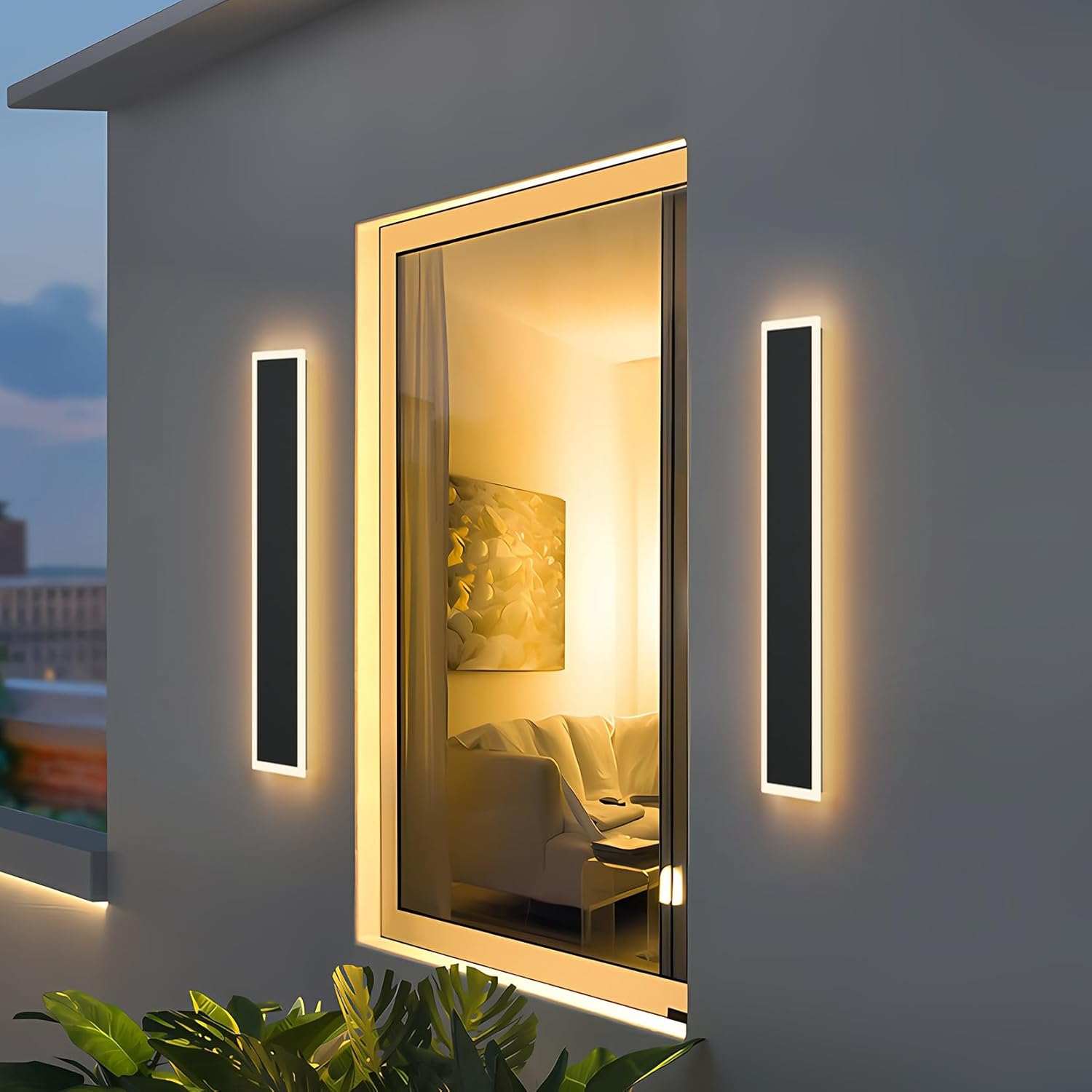 Modern Outdoor Wall Light 23.6Inch,Exterior Wall Light Fixture 3000K IP65 Waterproof LED Outdoor Wall Mount Lighting for Courtyard(5.9in Wide)