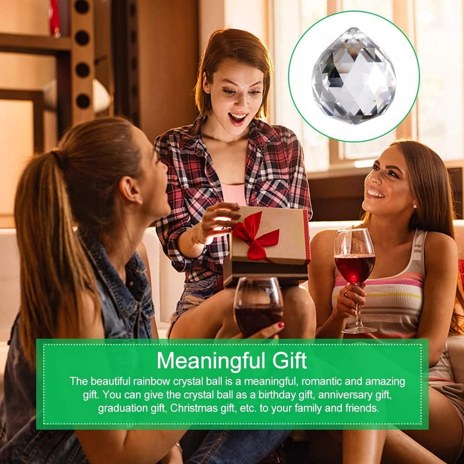 24 Pz Prisma Sfera di Cristallo,Cristalli a Forma di Diamante da Appendere,Cristallo Palla di Vetro Pendente Decorazione per Lampadari a Soffitto,Finestre,Giardini (24 * 20MM)