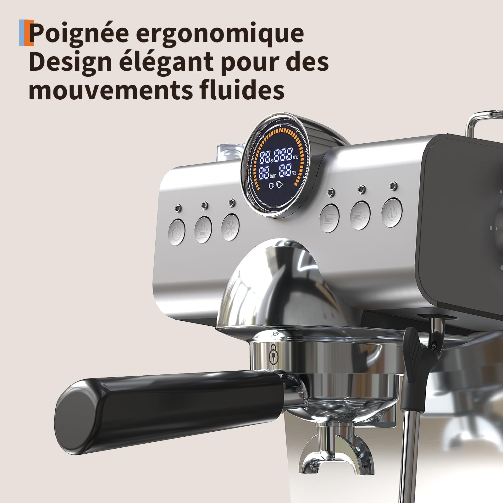 Machine à Café Expresso 20 Bars Semi-Auto Mousseur Lait Cuisine