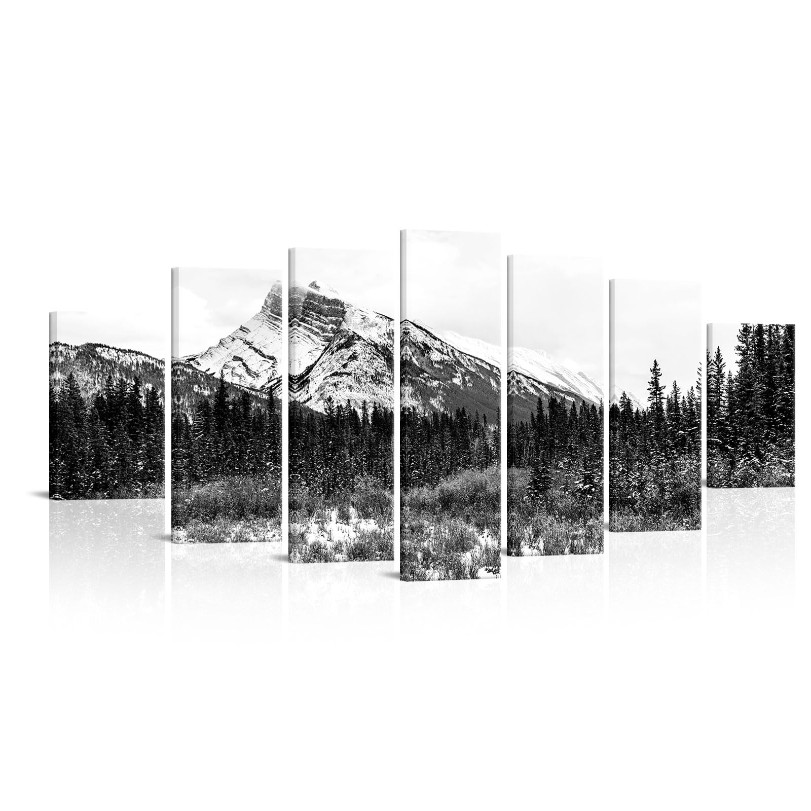 Nachic Wall Huge 7 Pieces Canvas Wall Art Banff National Park Picture Prints Snow Canadian Rocky Mountains Painting Winter Snowy Landscape Poster Art