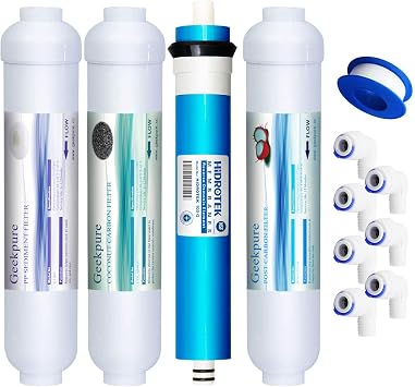 Replacement Filters Set for Geekpure 4 Stage Reverse Osmosis System -100 GPD-Pack of 4