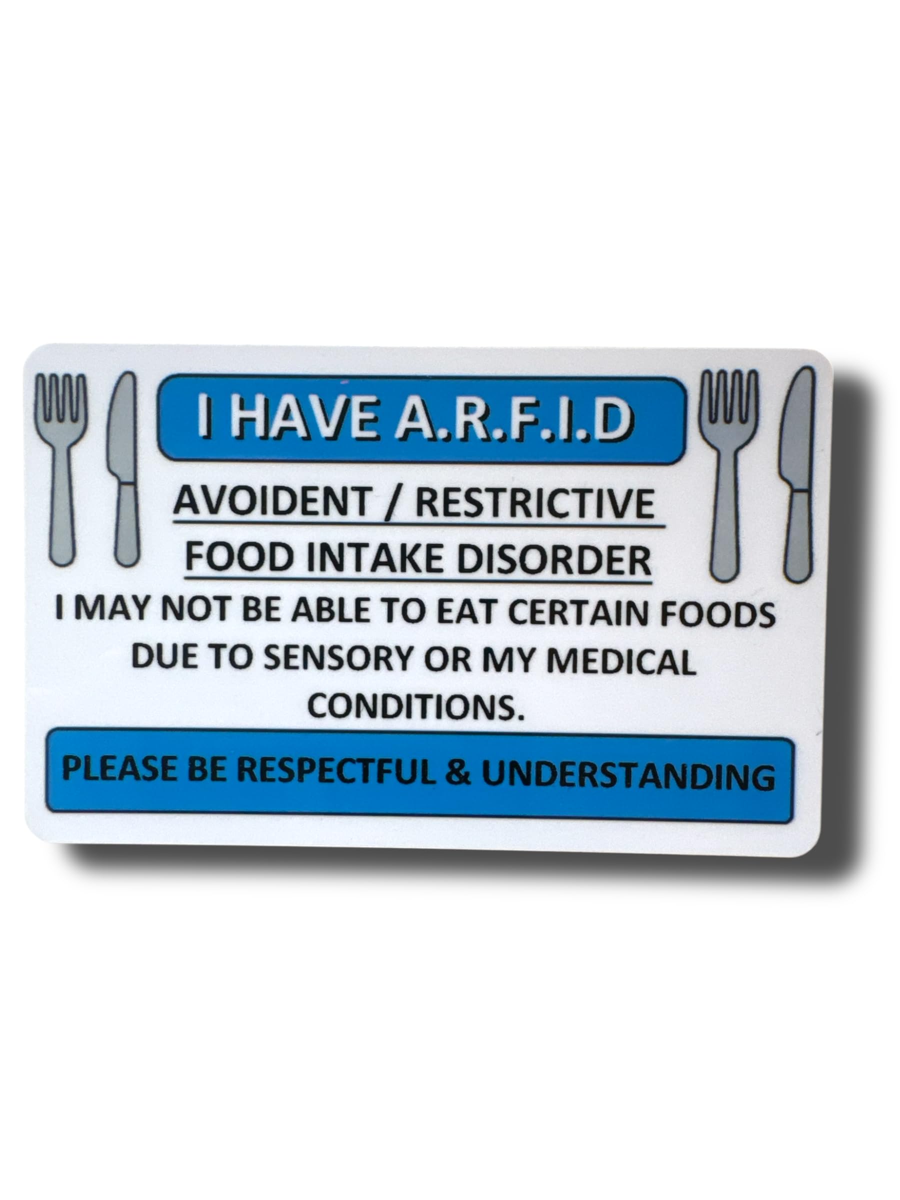 Medical Awareness Information Card (Avoident Restrictive Food Intake Disorder, A.R.F.I.D, Blue) — image 1