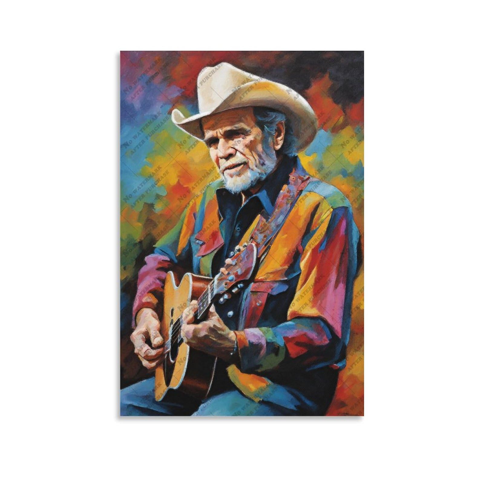 FCOJE Poster su tela con cantante folk country Merle_Haggard (2), decorazione artistica da parete per soggiorno e camera da letto, 60 x 90 cm