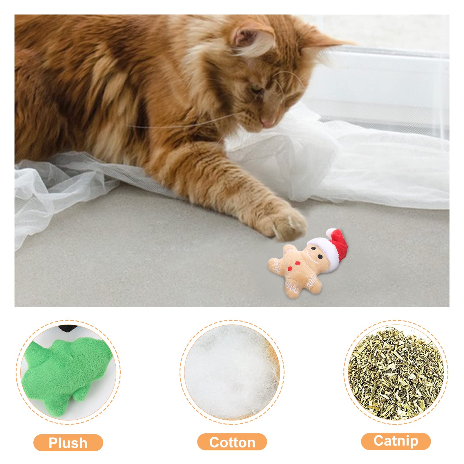 Andiker 4 PCS Christmas Catnip Toys, Kitten Chew Toys Indoor Interactive Teething Toys - Image 3