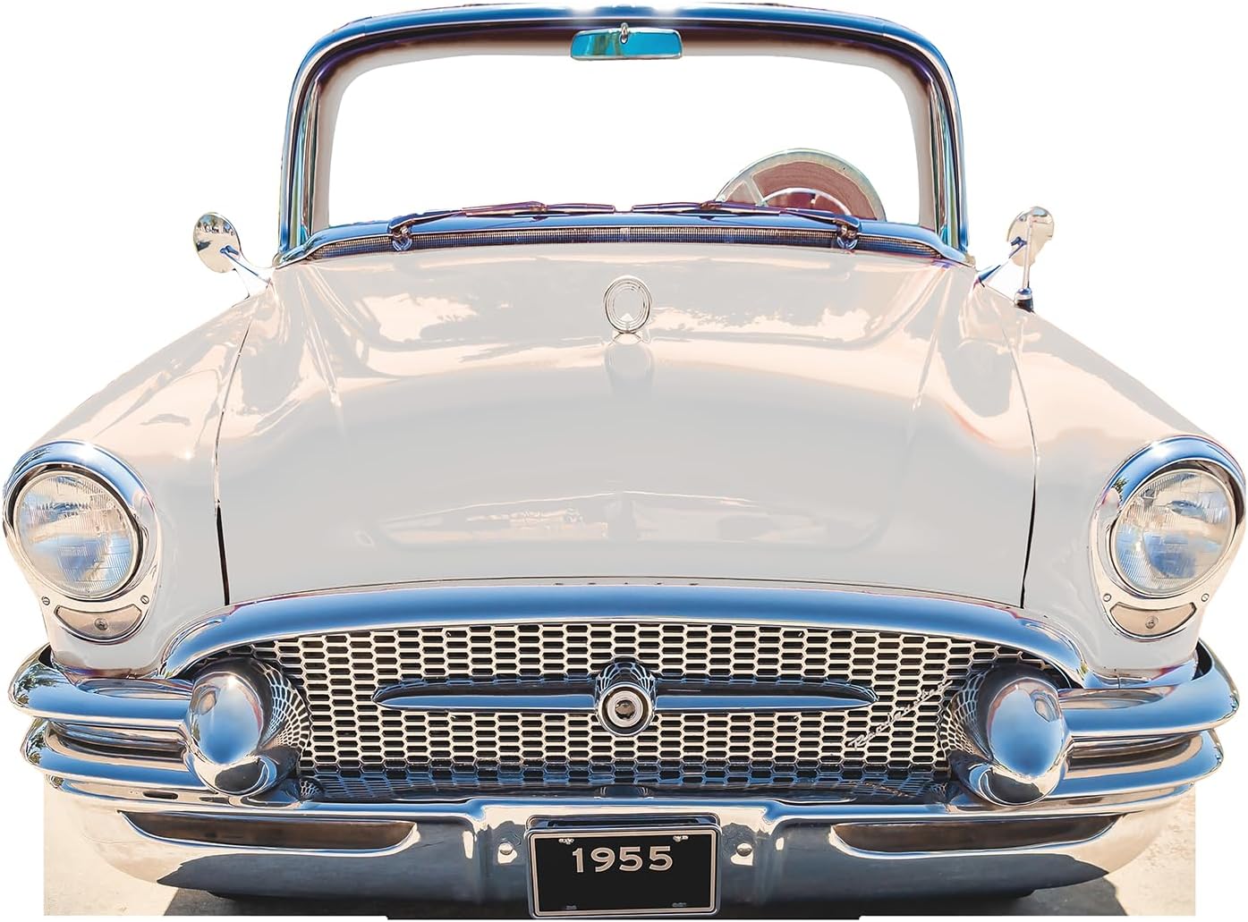 Classic 1955 White Car Coupe Stand-in Cardboard Cutout – 64 x 47 in Life-Size Standee