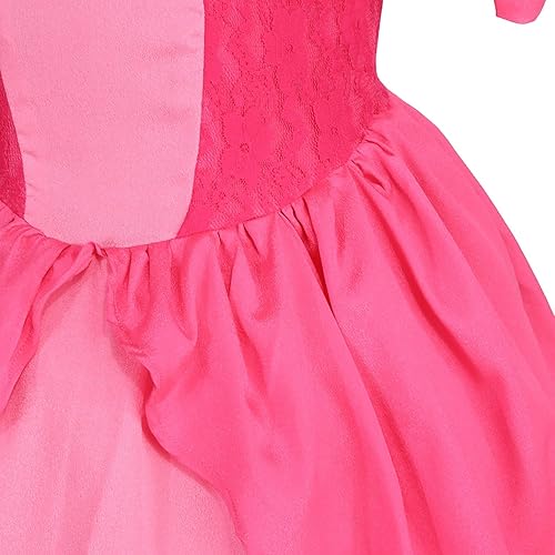 Miniatura 5 de Mecamelon Disfraz de princesa rosa melocotón para niñas, vestido de fiesta de Halloween con accesorios