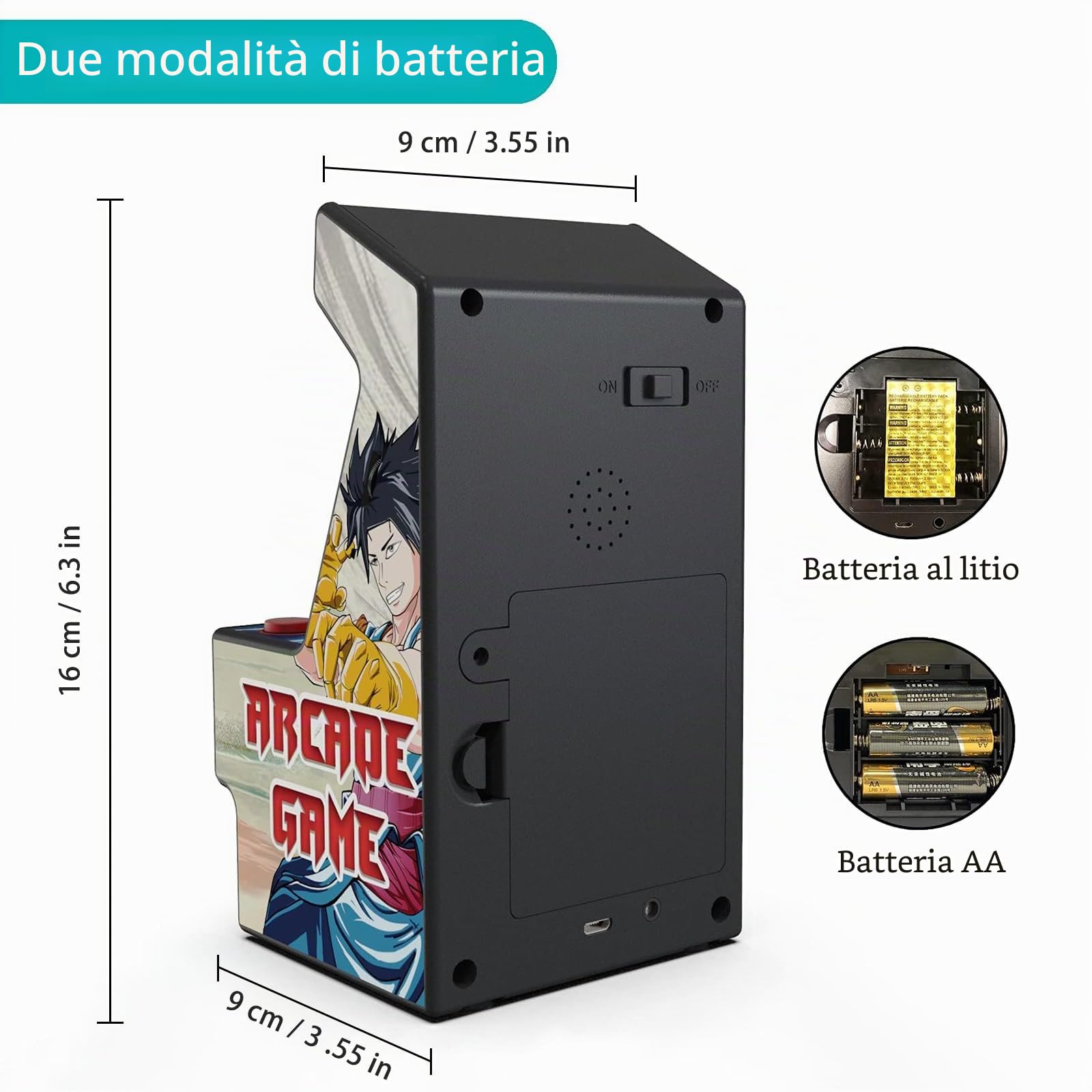 Mini macchina arcade, 156 giochi a 16 bit integrati, schermo a colori da 2,8 pollici, joystick a 8 vie, console di gioco retrò portatile - Gaming by Golden Security!