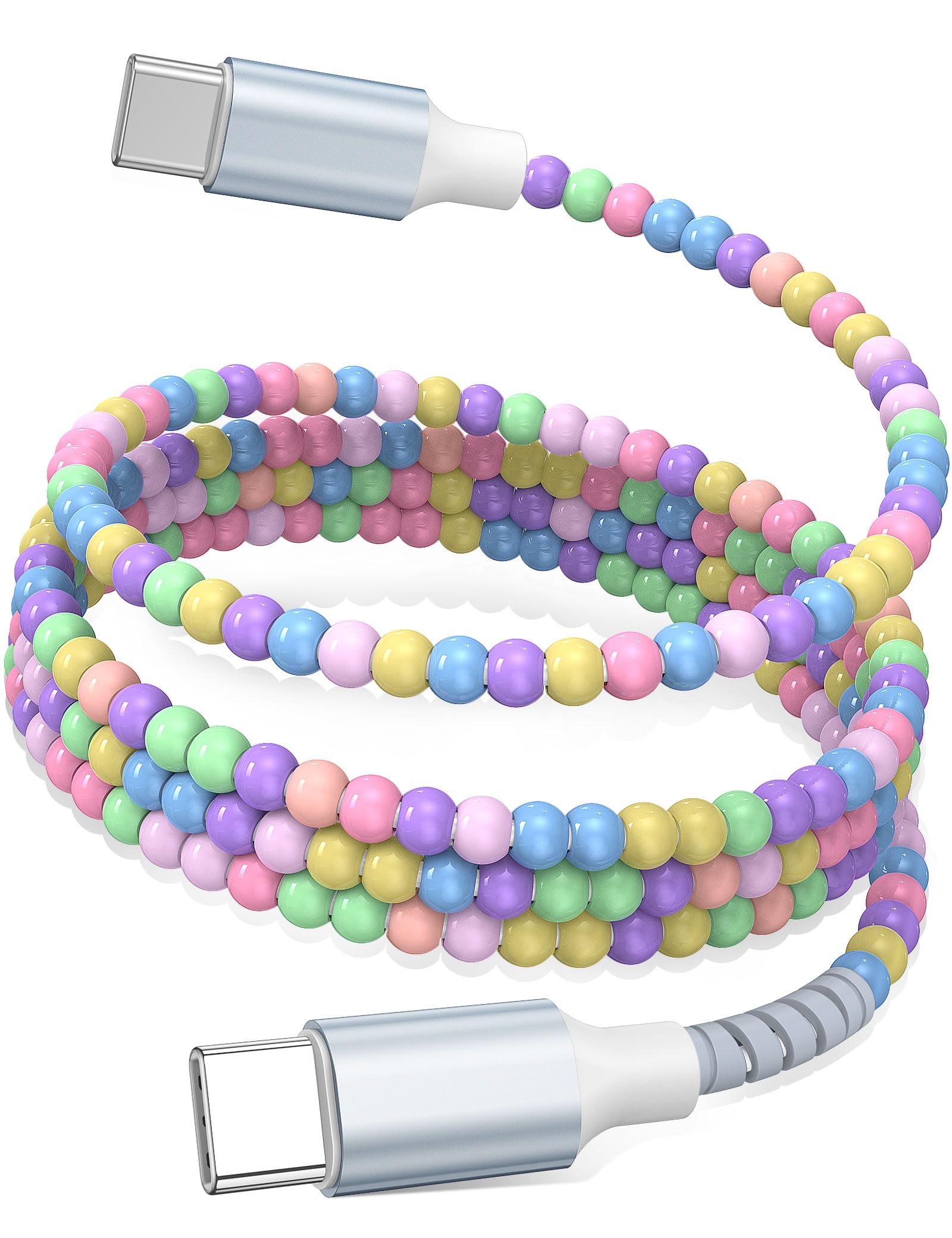 USB C to USB C Cable 6FT 60W Fast Charging Beaded Charger Cord 2M for iPhone 17 16