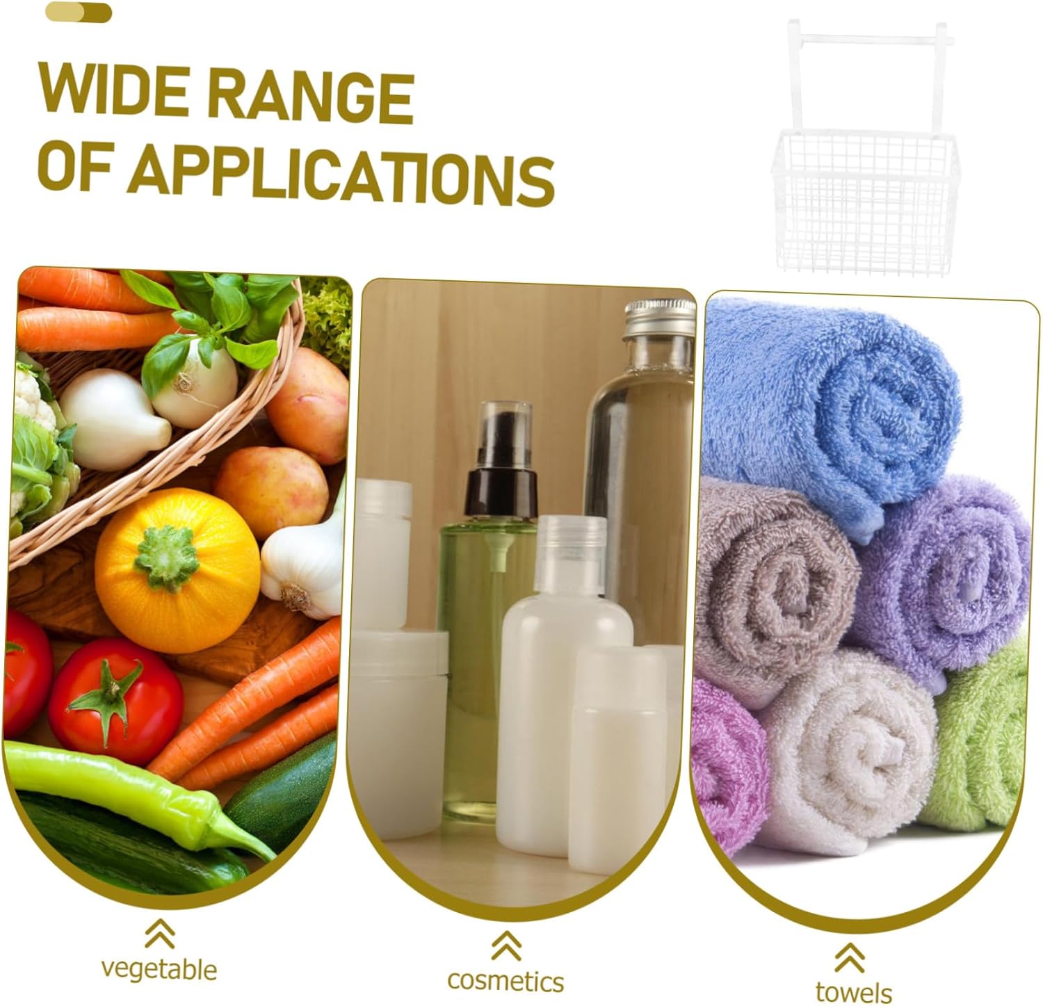 PRETYZOOM Hanging Cabinet Door Organizer with Towel Holder Wall-Mounted Kitchen Storage Basket Over Door Organizer for Pantry and Bathroom White Wire Storage Solution