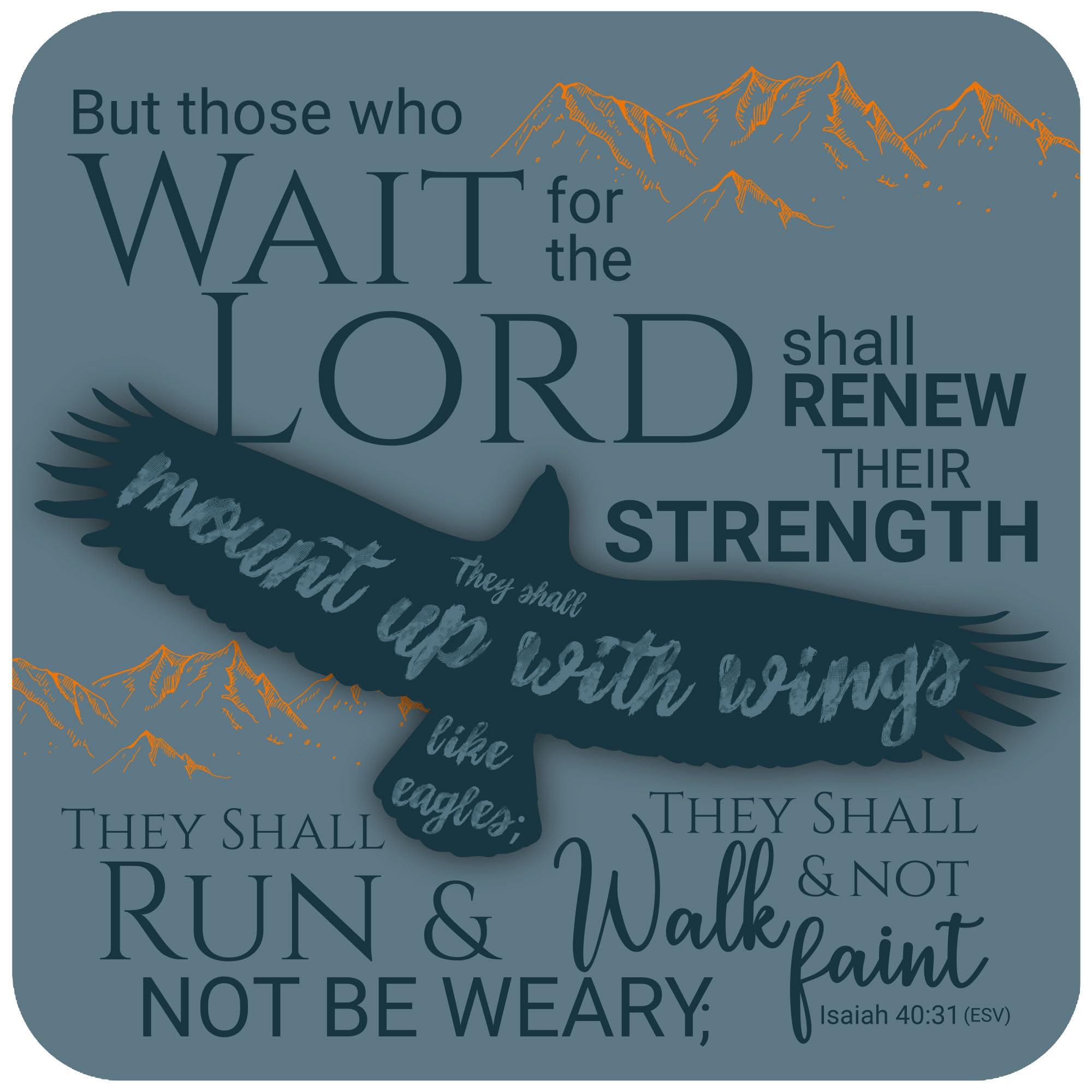 Christian Coasters, Pack of 6 cork coasters, with Bible verse or inspirational words. Beautiful Christian gifts for women or men, by Just Cards Direct (Eagles)