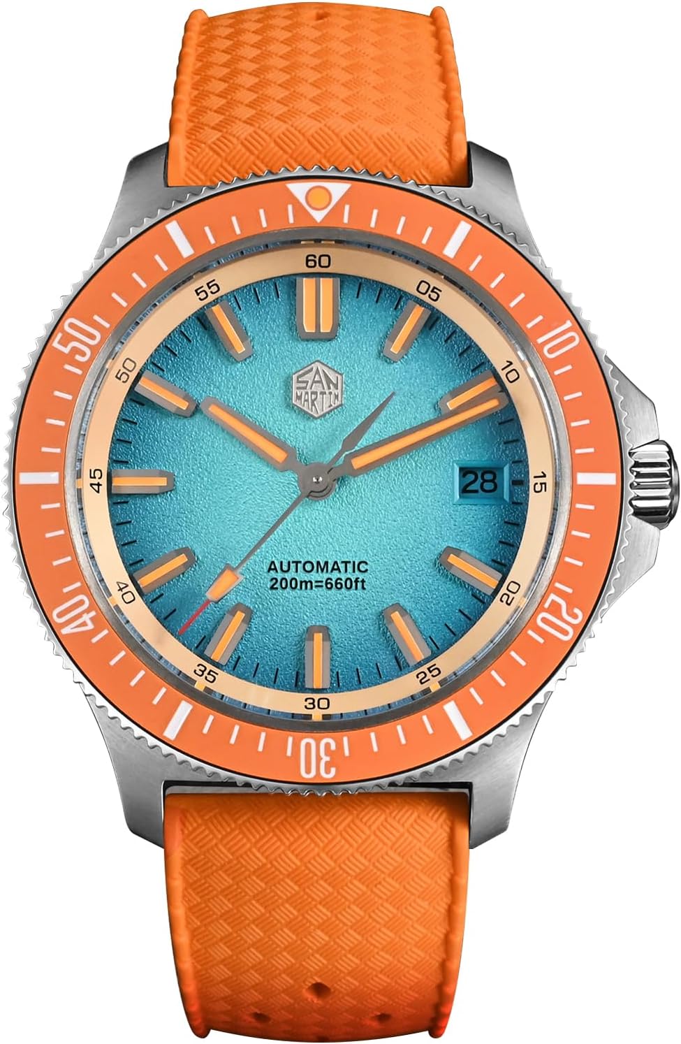 San Martin SN0118 自動巻き腕時計 男性用 40mm サファイアクリスタル ダイブウォッチ 316L ステンレススチール 200M 防水, ライトブルーの文字盤。, ストラップ Amazonで販売中 San Martin SN0118 自動巻き腕時計 男性用 40mm サファイアクリスタル ダイブウォッチ 316L ステンレススチール 200M 防水, ライトブルーの文字盤。, ストラップ Amazonで販売中