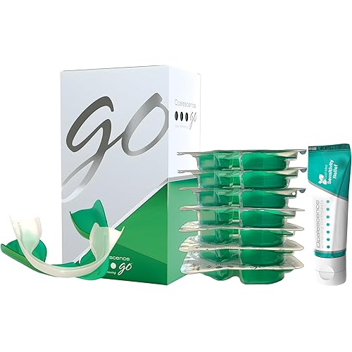 Opalescence GO 15 Mint Whitening Bundle - (7 Treatments) Hydrogen Peroxide Prefilled Teeth Whitening Trays and Travel Whitening Sensitivity Toothpaste 1 Oz - Mint Flavor - 6288-1