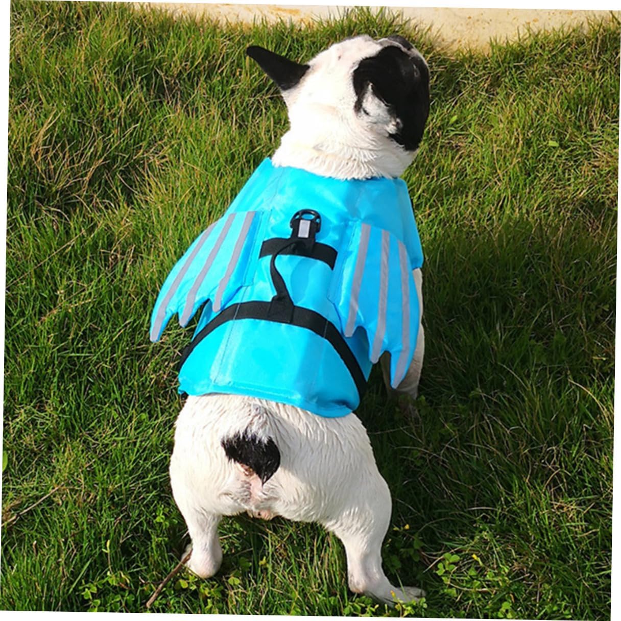 VALICLUD Breathable Dog Swimsuit Life Jacket with Reflective Stripes Portable Vest Wear-Resistant Blue M for Outdoor Swimming and Water Safety