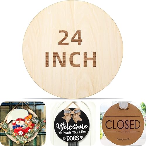 Círculos redondos de madera para manualidades, recortes redondos de madera sin terminar, para colgar puertas, diseño de quema de madera (1, 24