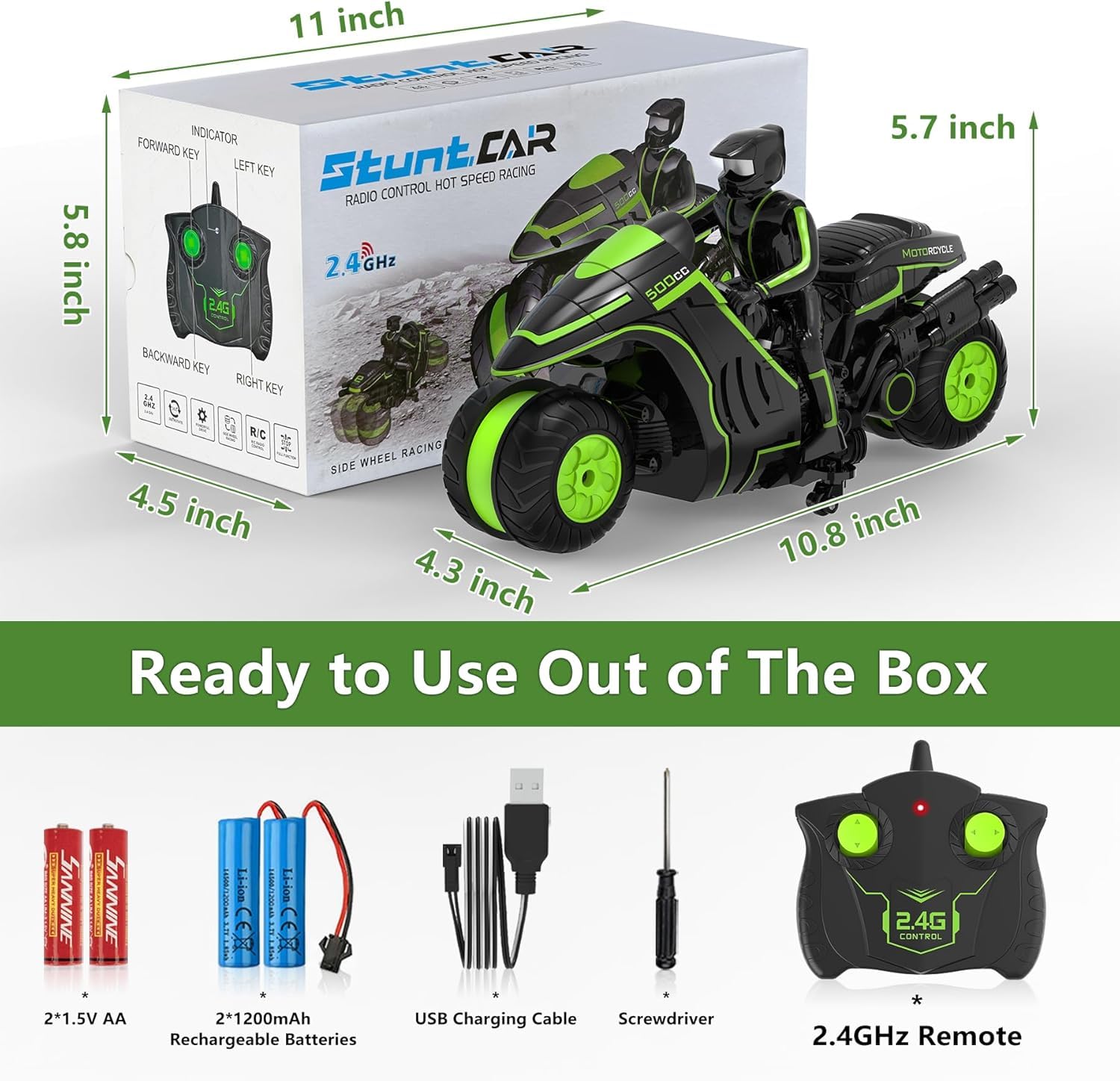 Eulogia 360° Spinning Stunt RC Motorcycle, High-Speed Remote Control Motocross Toy with Rechargeable Battery, Drift & Flip Off-Road Bike, Gift for Boys and Girls Ages 5+