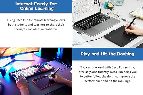 Miniatura 5 de XPPen Deco Fun - Tabletas de dibujo gráfico L de 10 x 6 pulgadas, tableta de dibujo digital con 8192 niveles de presión, lápiz digital sin batería