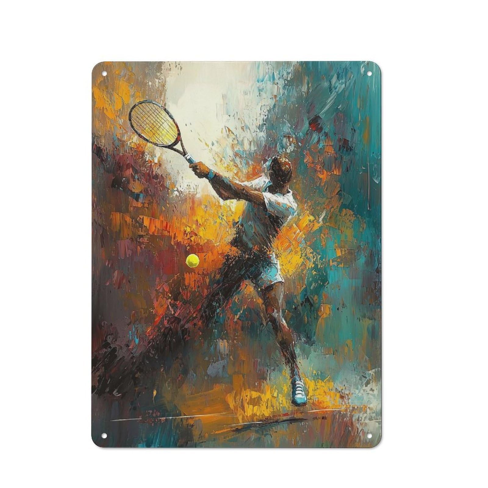 Junmoney Tennis Player Action Abstract Painting For Café Or Restaurant, Vintage Metal Sign 40X30cm, For Vintage Wall Decor Fans, For Cafés, Pubs And Restaurants
