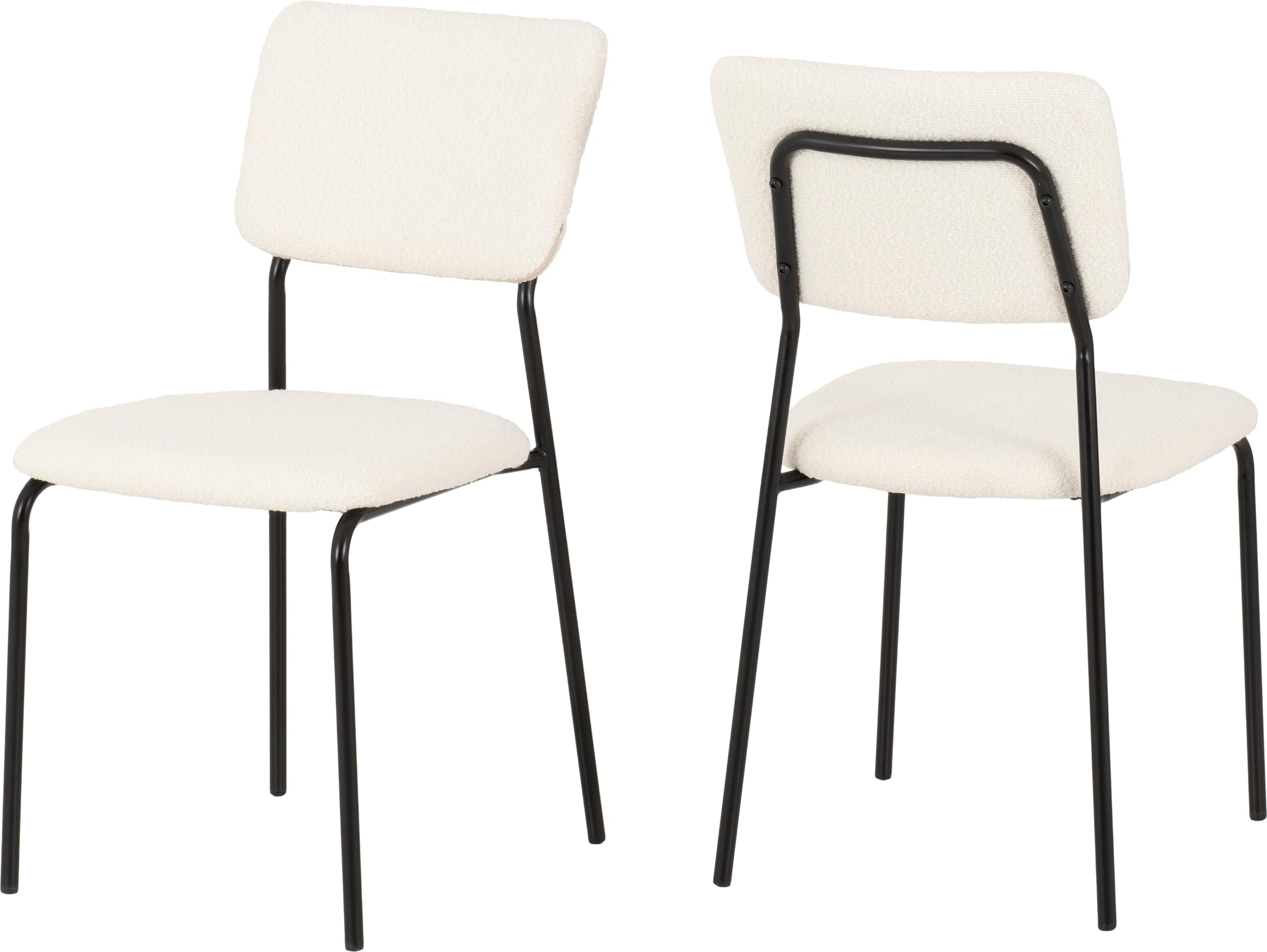 Sheldon X4 Ivory Boucle Dining Chairs Black Metal Legs Frame Upholstered