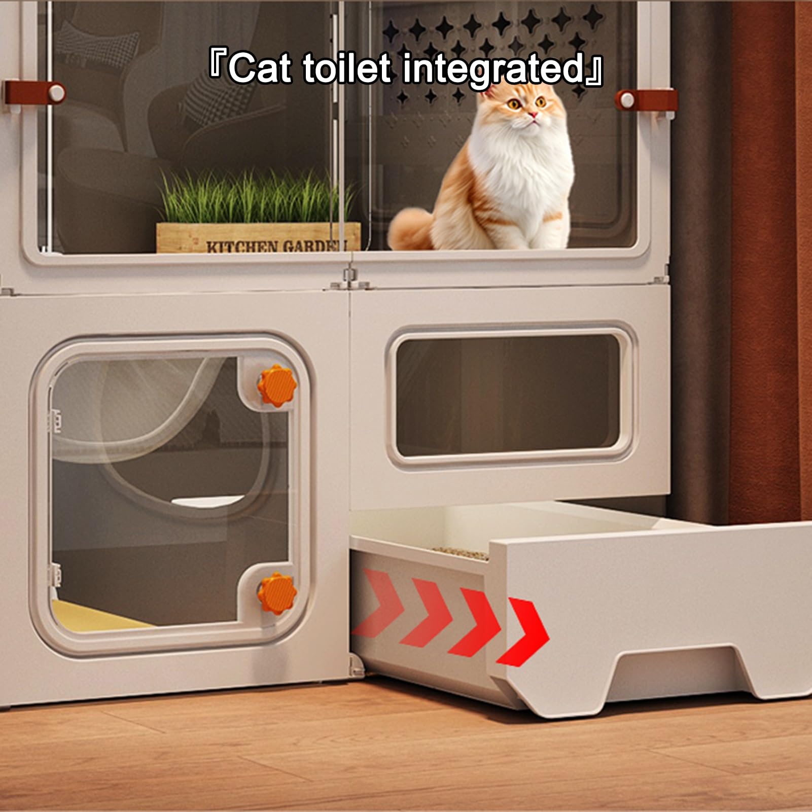 Gabbia per Gatti, Grande, con Pannelli di Recinzione e recinto per Gatti, recinto Fai da Te per Gatti con lettiera, cucce per Gatti Chiuse multifunzionali per Gatti da Interno, con finestre