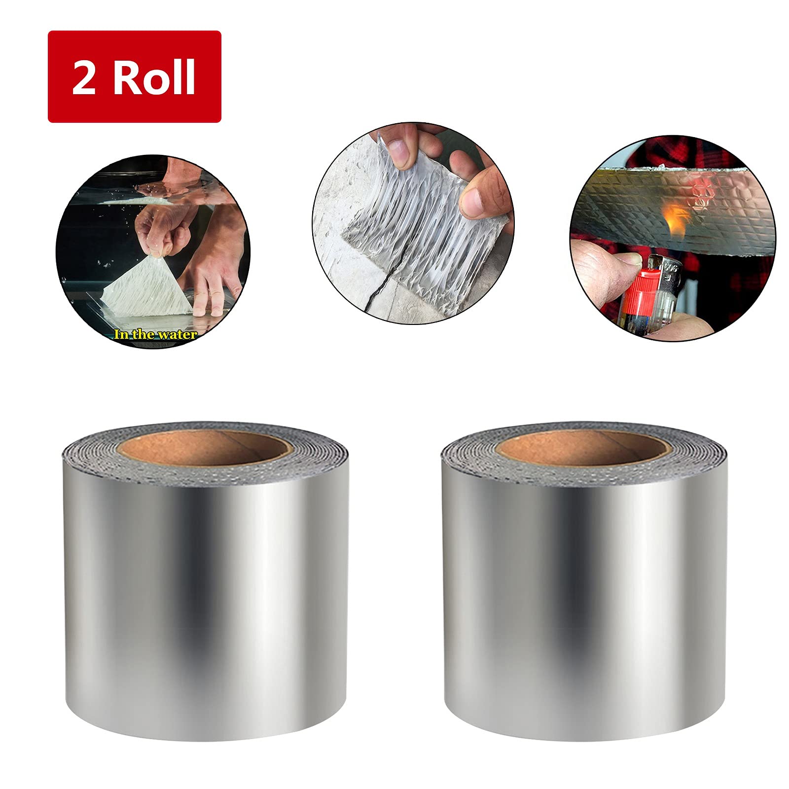 Reparaturband, 2 Rollen Reparaturband - Selbstklebendes Band, auslaufsicher, gut, für Rohrreparatur, Dach, Zelt, Wandflicken (Größe: 10 cm (B) x 5 m (L))